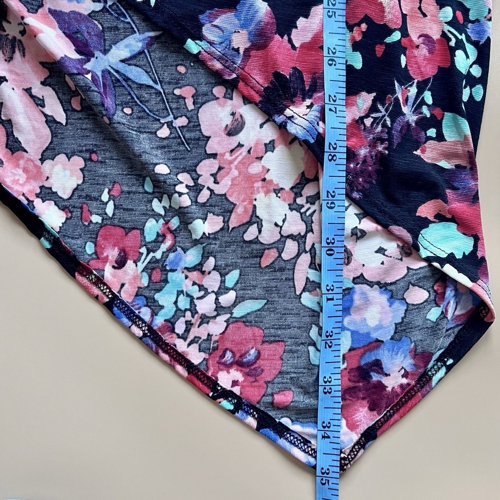 NEW Bright Floral Size Medium Sleeveless Open Front Draped Cardigan Vest Pockets - Picture 11 of 11